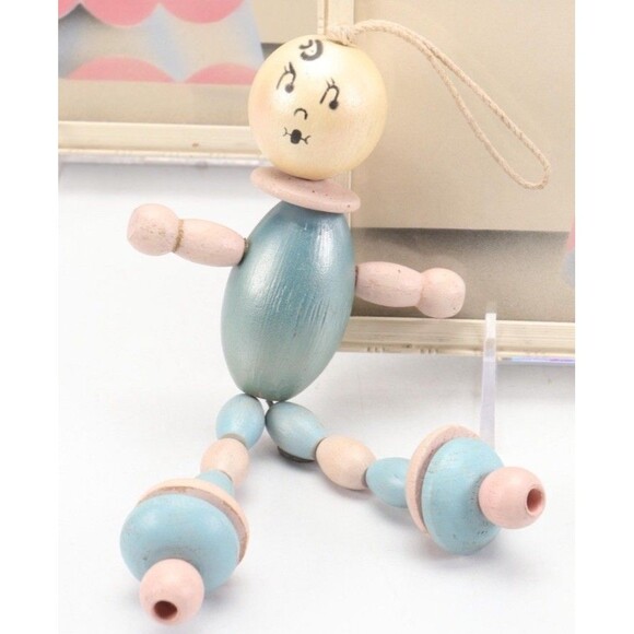 1950s Nursery Decor Baby Art Prints Framed Vintage Wooden Doll Shabby Chic 3pcs - Picture 3 of 10